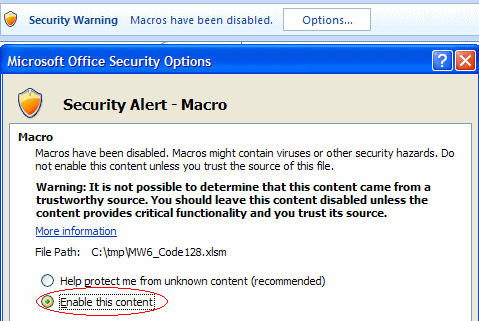 Trust Center Macros